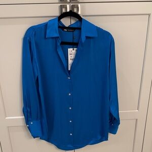Zara Vibrant Blue Collared Shirt
